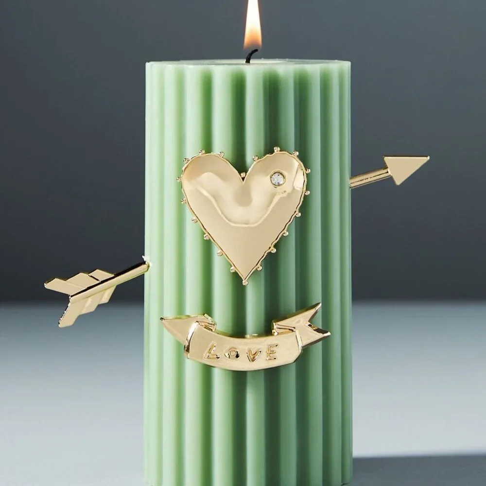NWT ANTHROPOLOGIE Candle Charms NEW Love Heart Crystal Arrow Gift Gold